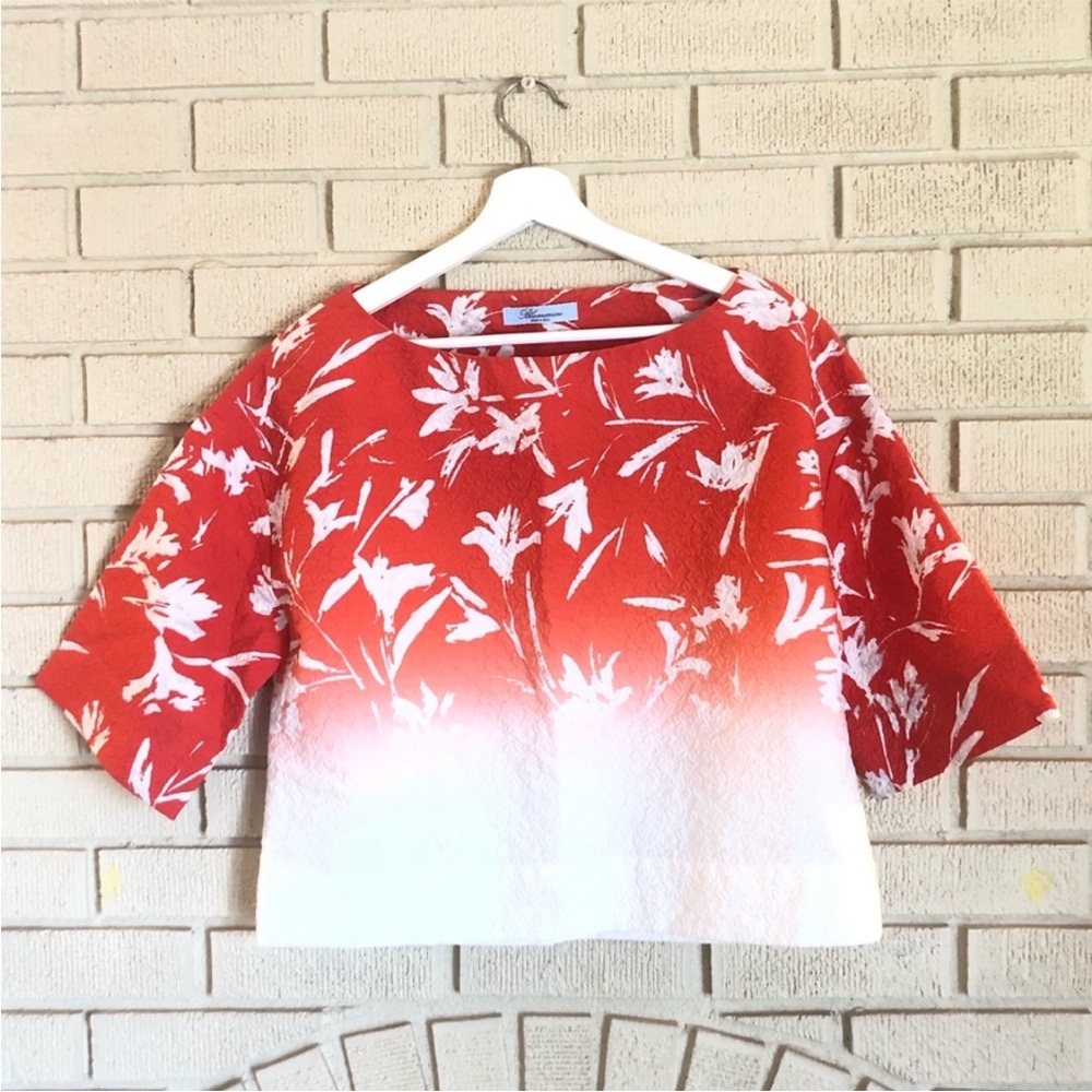 MAKE OFFER Blumarine Ombré Quilted Floral Crepe Blouse Size 6